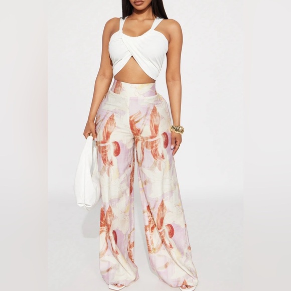 Fashion Nova Pants - Fiona Floral Wide Leg Pant - Lavender